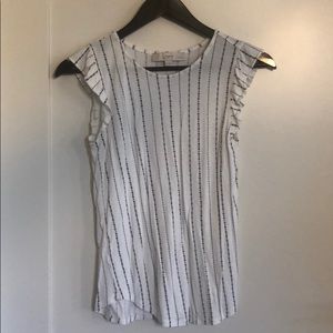 White tee with thin black stripes from the LOFT